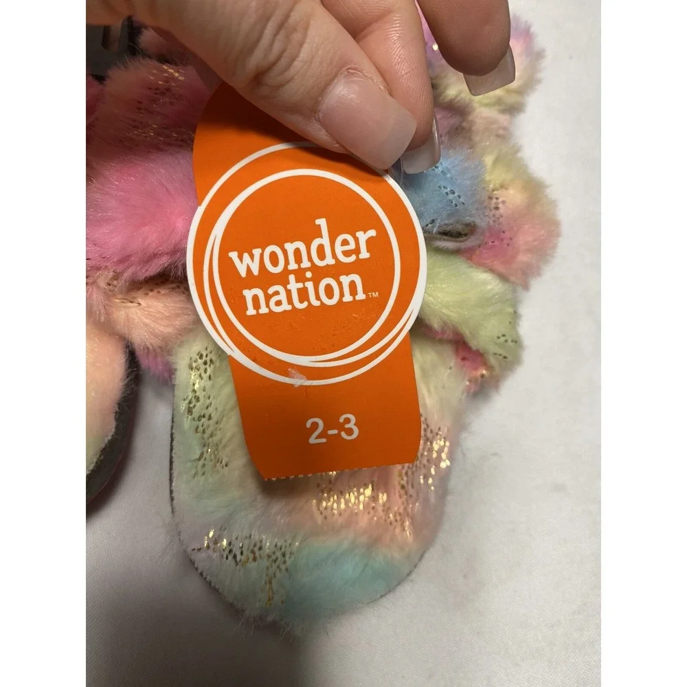 wonder‎ nation girls colorful sandal slippers hard outside sole size 2-3